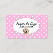 Golden Retriever op Polka Dots for Pet Grooming Visitekaartje (Voorkant)