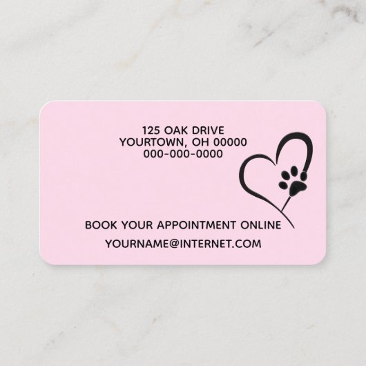 Golden Retriever op Polka Dots for Pet Grooming Visitekaartje (Achterkant)