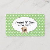 Golden Retriever op Polka Dots for Pet Grooming Visitekaartje (Voorkant)