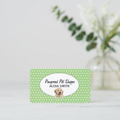 Golden Retriever op Polka Dots for Pet Grooming Visitekaartje (Staand voorkant)