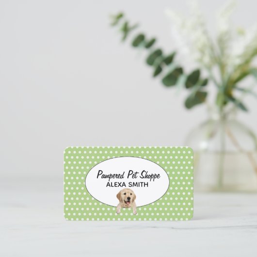 Golden Retriever op Polka Dots for Pet Grooming Visitekaartje