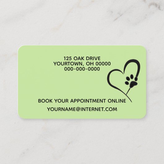 Golden Retriever op Polka Dots for Pet Grooming Visitekaartje (Achterkant)