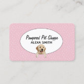 Golden Retriever op Polka Dots for Pet Grooming Visitekaartje (Voorkant)