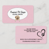 Golden Retriever op Polka Dots for Pet Grooming Visitekaartje (Voorkant / Achterkant)