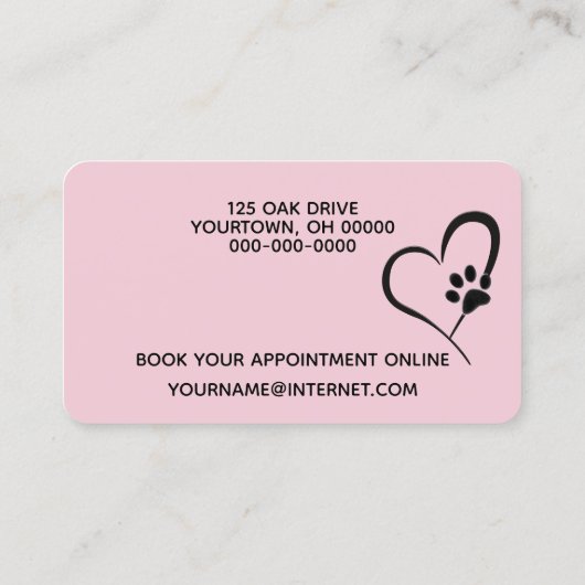 Golden Retriever op Polka Dots for Pet Grooming Visitekaartje (Achterkant)