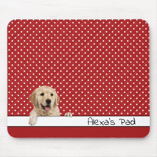 Golden Retriever op Polka Dots Muismat (Voorkant)
