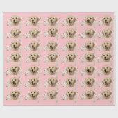 Golden Retriever op roze grond Cadeaupapier (Vlak)