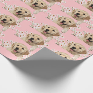 Golden Retriever op roze grond Cadeaupapier