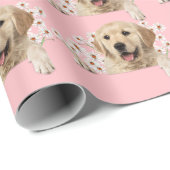 Golden Retriever op roze grond Cadeaupapier (Rol Hoek)