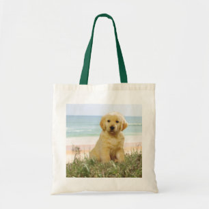 Golden Retriever op strand Canvas tas