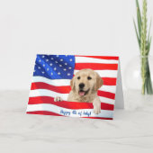 Golden retriever op vlag 4 juli kaart (Voorkant)