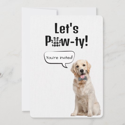 Golden Retriever op White Party Kaart (Voorkant)