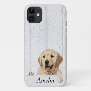 Golden Retriever op witgewassen hout Case-Mate iPhone Case
