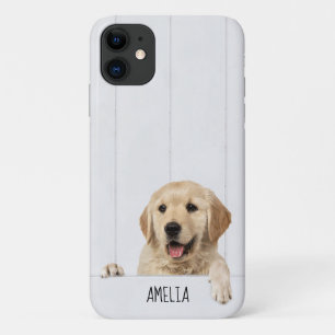 Golden Retriever op witgewassen hout Case-Mate iPhone Case