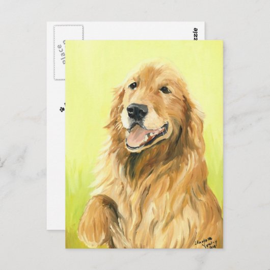 Golden Retriever Original Dog Art Briefkaart (Voorkant / Achterkant)