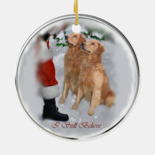 Golden Retriever Ornament met kerstcadeaus (Achterkant)