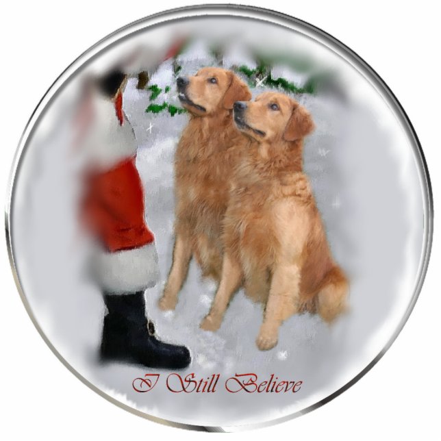 Golden Retriever Ornament met kerstcadeaus Fotobeeldje Ornament (Voorkant)
