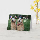 Golden Retriever Outdoor Independence Day Kaart (Gele Bloem)