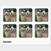 Golden Retriever Outdoor Independence Day Vierkante Sticker (Vel)