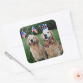 Golden Retriever Outdoor Independence Day Vierkante Sticker (Envelop)