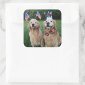 Golden Retriever Outdoor Independence Day Vierkante Sticker (Tas)