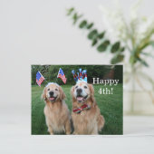 Golden Retriever Outdoor Onafhankelijkheidsdag Briefkaart (Staand voorkant)