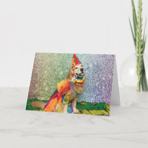 Golden Retriever over de regenboogdag Kaart