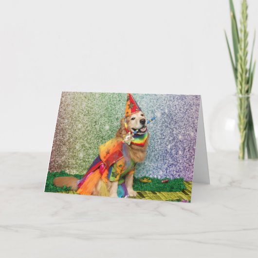 Golden Retriever over de regenboogdag Kaart (Voorkant)
