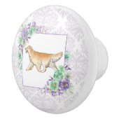 Golden Retriever Paars Keramische Knop (Rechts)