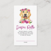 Golden Retriever Paarse Luier Raffle Game Informatiekaartje (Voorkant)