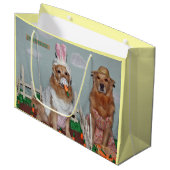 Golden Retriever paashaas Large Cadeautasje (Voorkant Gekanteld)