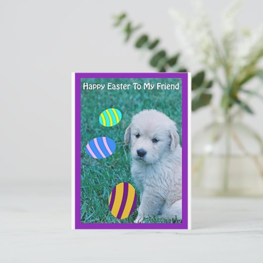 Golden Retriever Paaspuppy Kaarten & Cadeaus Feestdagenkaart (Staand voorkant)