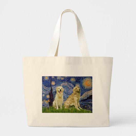 Golden Retriever Pair 3 - Sterrennacht Grote Tote Bag (Voorkant)