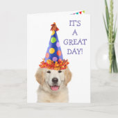 Golden Retriever Party Puppy Birthday Kaart (Voorkant)