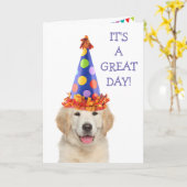 Golden Retriever Party Puppy Birthday Kaart (Gele Bloem)