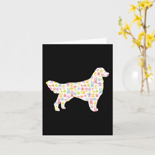 Golden Retriever Pasen Bunny Dog Silhouette Kaart (Gele Bloem)