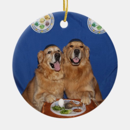 Golden Retriever Passover Seder Bord Keramisch Ornament (Voorkant)