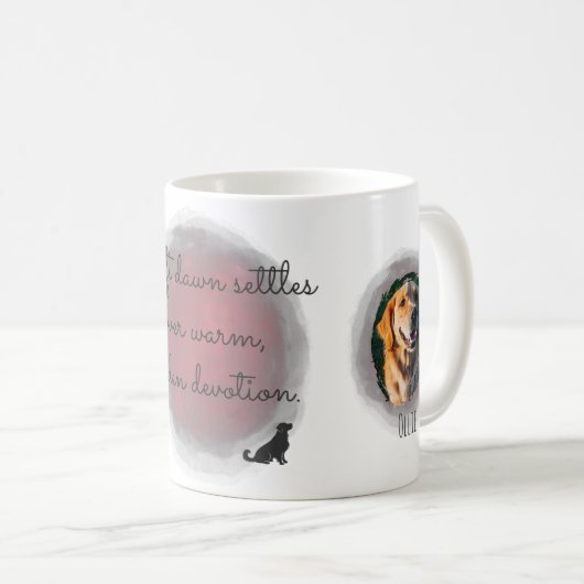 Golden Retriever Pastel Pink Custom Photo & Name Koffiemok (Voorkant rechts)