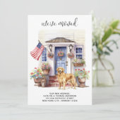 Golden Retriever Patriotic Gepersonaliseerde Hond Aankondiging (Staand voorkant)