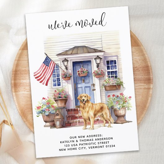 Golden Retriever Patriotic Gepersonaliseerde Hond Aankondiging