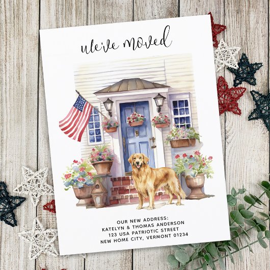 Golden Retriever Patriotic Gepersonaliseerde Hond  Aankondigingskaart