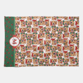 Golden Retriever Patroon Monogram Kerstdag Hond Theedoek (Horizontaal)