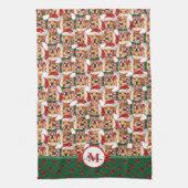 Golden Retriever Pattern Monogram kersthond Theedoek (Verticaal)