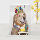 Golden Retriever Paw-some Verjaardag Kaart (Gele Bloem)