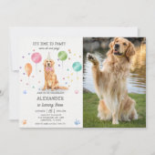 Golden Retriever Pawty Dog Puppy Verjaardag Blauw Kaart (Voorkant)