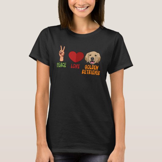 Golden Retriever Peace Love Unity Heart Truce Pets T-shirt (Voorkant)