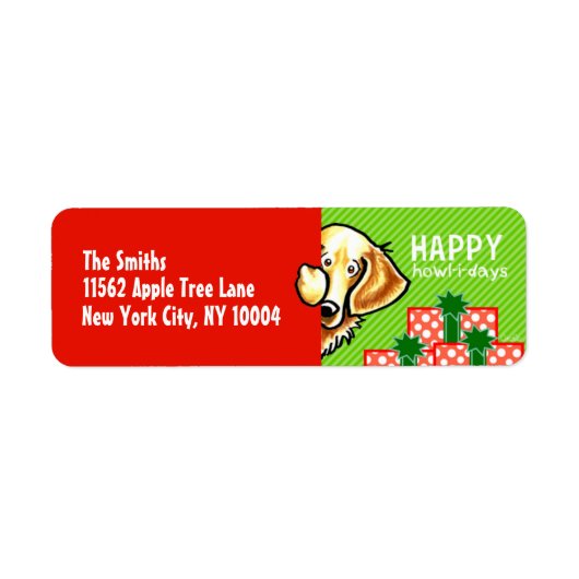 Golden Retriever Peek-a-boo Kerstmis Etiket (Voorkant)