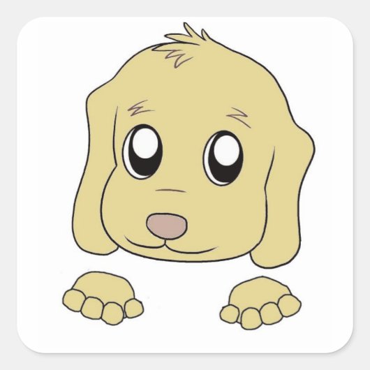 golden retriever peeking vierkante sticker (Voorkant)