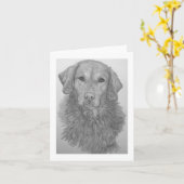 Golden Retriever Pencil Art Notecard Kaart (Gele Bloem)