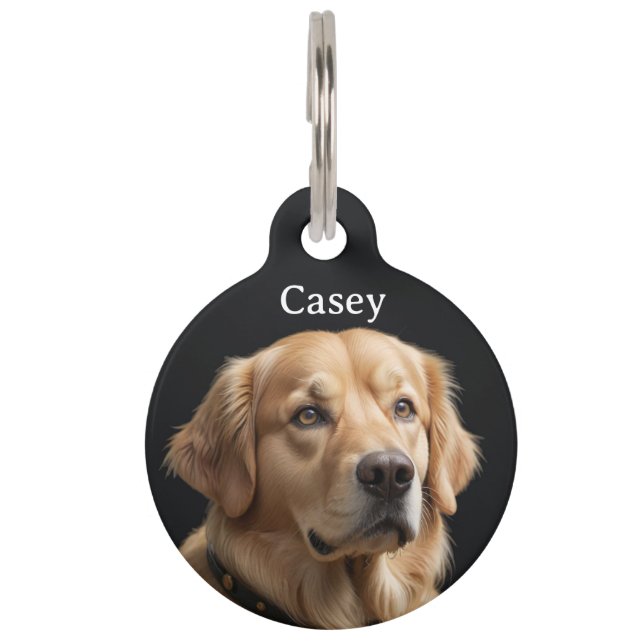 Golden Retriever Personaliseer Pet ID Tag Huisdierpenning (Voorkant)